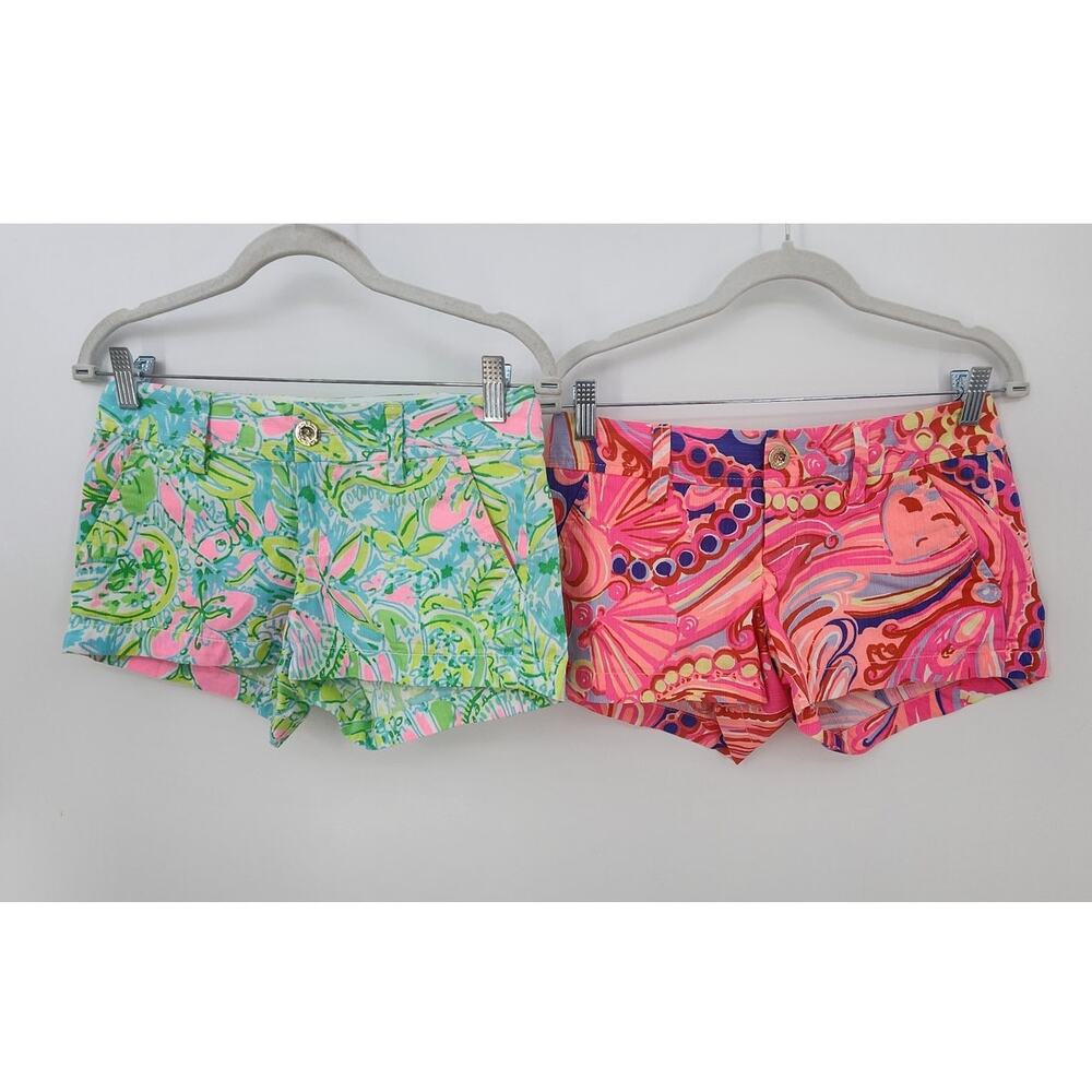 Lot Of 2 Lilly Pulitzer The Walsh Short Colorful Summer Vacation Size 00